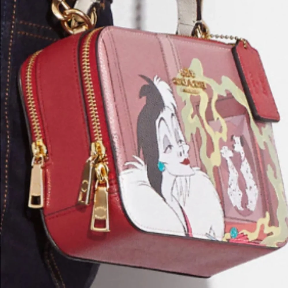 COACH Disney X Coach Box Crossbody With Cruella Motif COLOR
Gold/Red Apple Multi - Picture 9 of 10